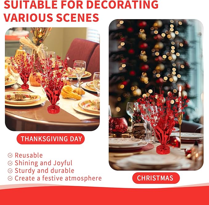 6 Pack Star Table Centerpieces for Party, Birthday Table Decorations for Kids Adults, Party Centerpieces for Tables for Wedding Baby Shower Graduation Holiday Event (Red)
