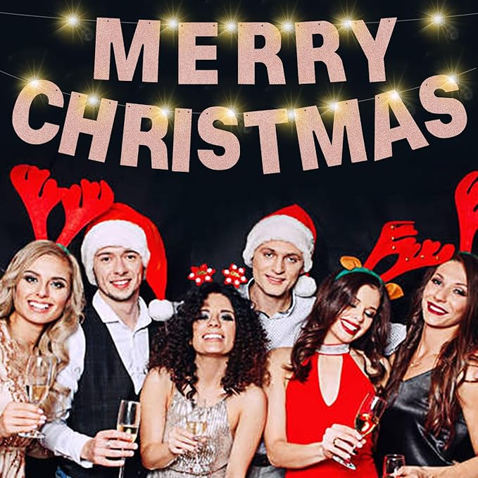 167Pcs DIY Glitter Customizable Banner Kit Custom Banner Happy Birthday Letters Happy New Year Personalized Banners Decor for Christmas Baby Shower Birthday Party Decoratation (Glitter Rose Gold)