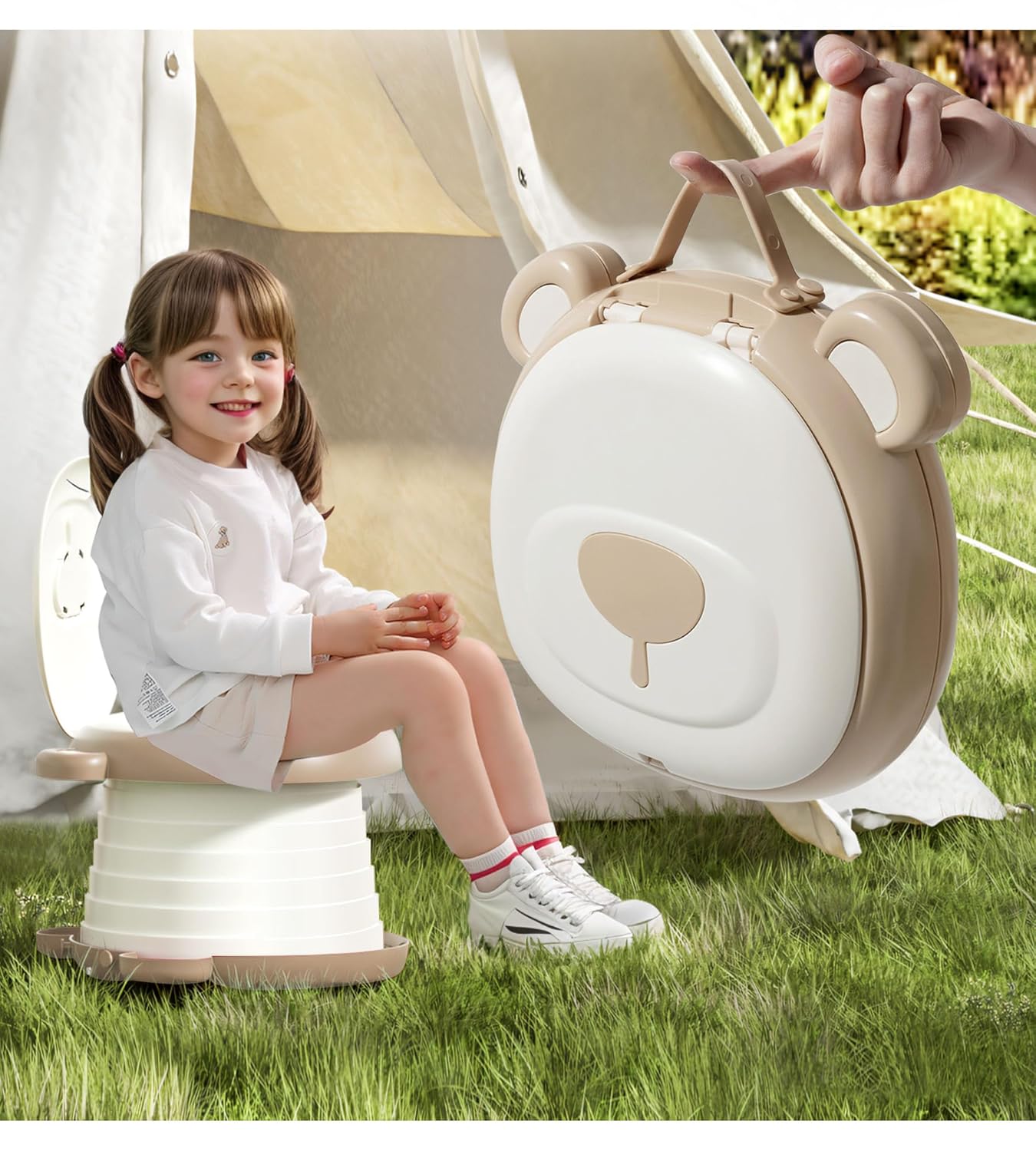 Travel Potty Seat for Toddler，Foldable Car Potty for Toddler, Portable Toilet Seat for Kids with Potty Liners, Absorbent Pads, Portable Potty Seat for Toddler Travel, Camping And Outdoor Use