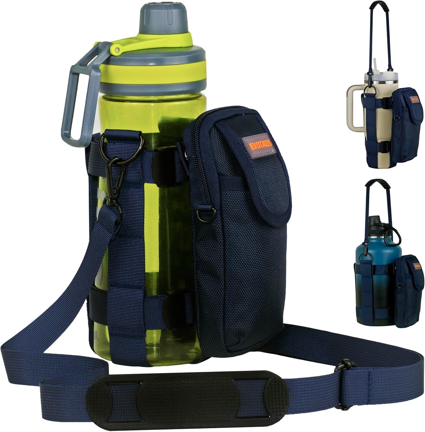 Water Bottle Holder with Strap, Shoulder & Hand Bottle Holder with Phone Pocket – Fits 32-64 oz Sports Bottles & 20-40 oz Insulated Bottles – Durable Sling Bag for Walking, Hiking, Gym