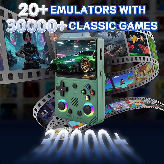 RG36 PRO Retro Handheld Game Console - Support 30000+ Classic Games,3.5-Inch Screen,3000mAh Battery,Linux OS, Portable Game Console for Travel - Birthday Gift for Teens,Boy Friends(Green)