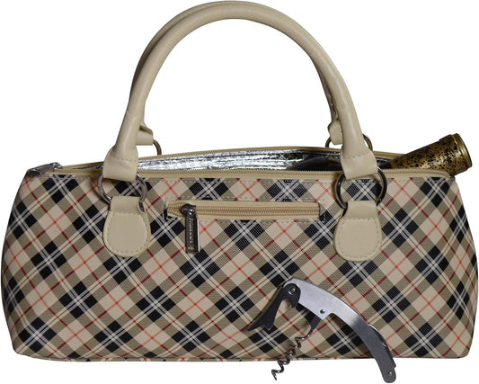 Wine Clutch Bag Thermal Insulated Wine Carrier Tote Holds Red and White Wine 750 Milliliter Bottle Includes Portable Waiter Style Corkscrew