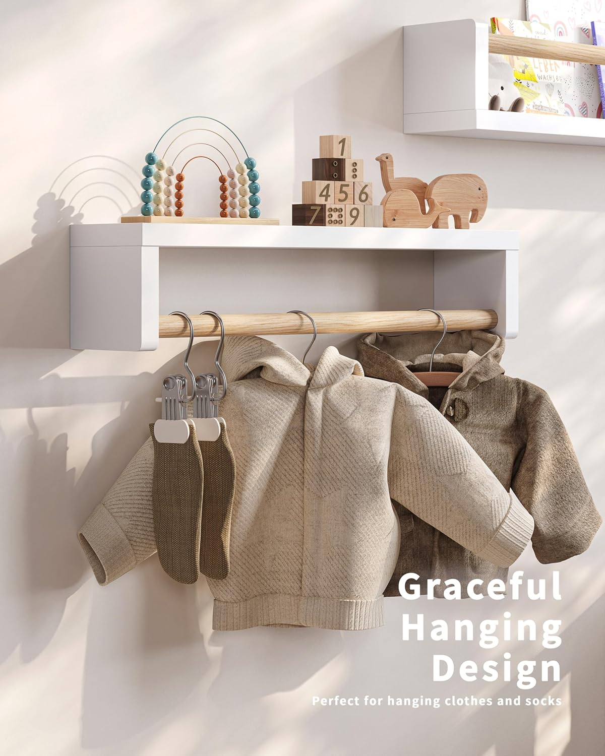 Nursery Book Shelves - 4 Pack, Wall Book Shelves for Bedroom Kids, Kids Wall Book Shelf, Book Shelf for Kid Rooms, Toddler, Baby, Play Room, Nursery Decor