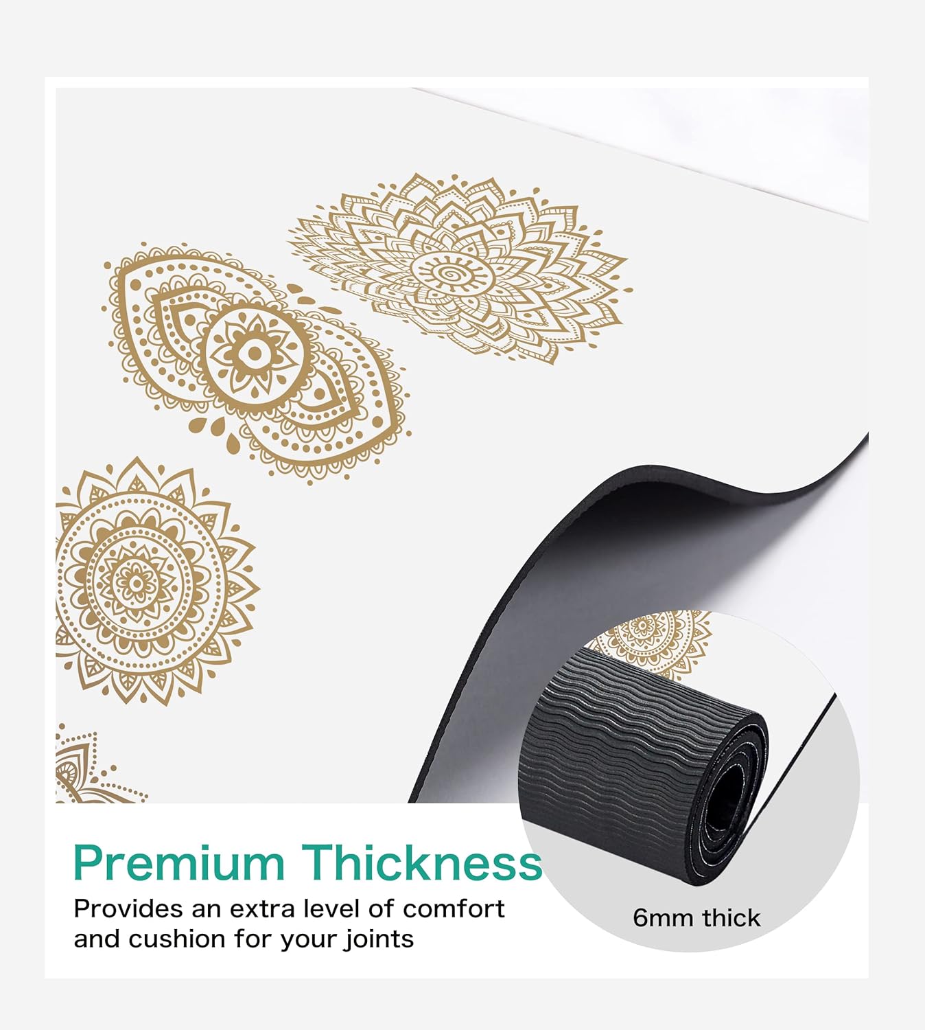 Non Slip Yoga Mat TPE Workout Mat for Men Women, Thick Workout Mat with Carrying Strap, Fitness Mats for Exercise, Yoga, Fitness, Pilates, Floor Workouts (72" x 24" x 6mm)