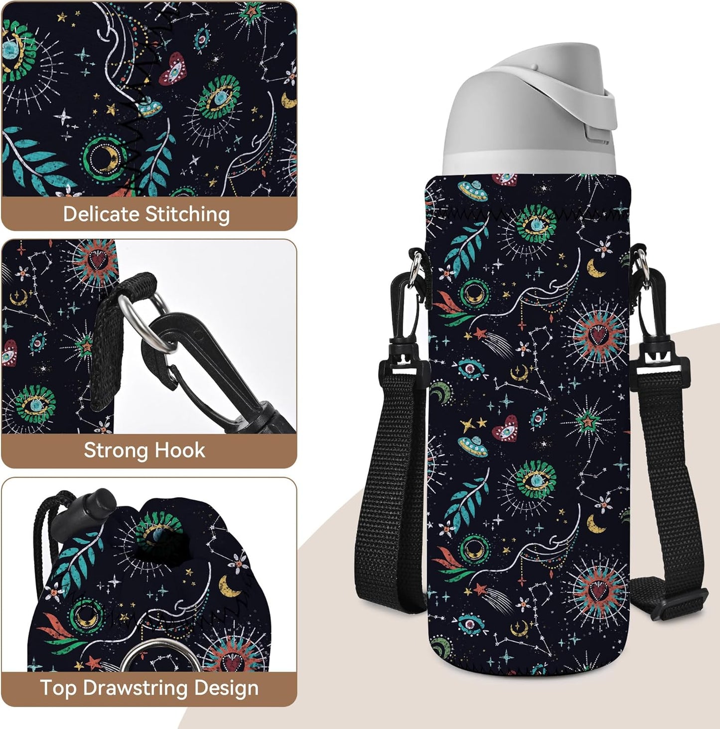 AUPET Water Bottle Bag Carrier,24oz/32oz Insulated Neoprene bottle Sling Holder Case Pouch Cover for 1000ML/750ML Bottles with Shoulder Strap for walking