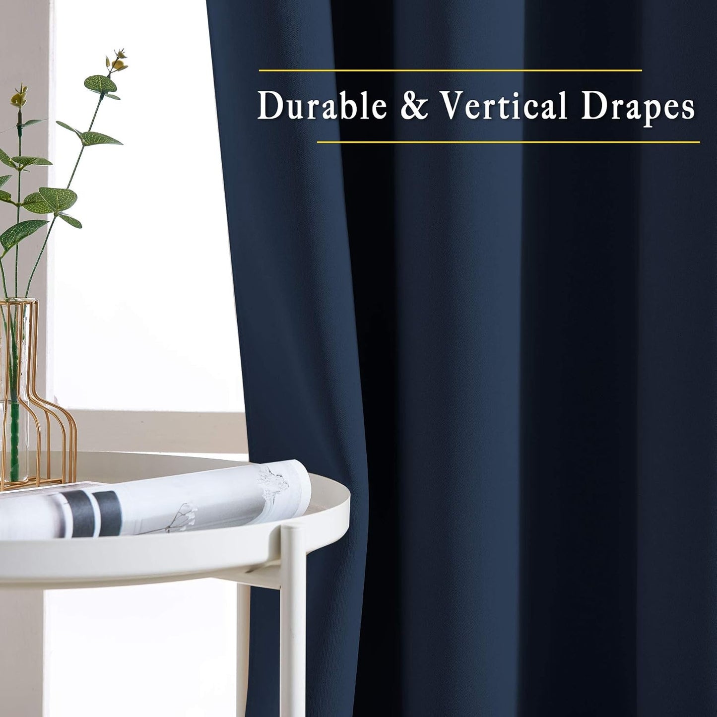 NICETOWN Blackout Curtains and Drapes for Kitchen - Thermal Insulated Solid Grommet Top Blackout Panels/Draperies for Kid's Room (Navy, 1 Pair, 52 x 63 Inch)
