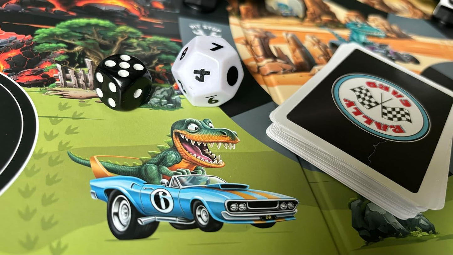 Raincorn Games - Dinosaur Rally Card & Dice Kids Board Game for Ages 4 - Family Games, Classroom Activities for Kids Learning