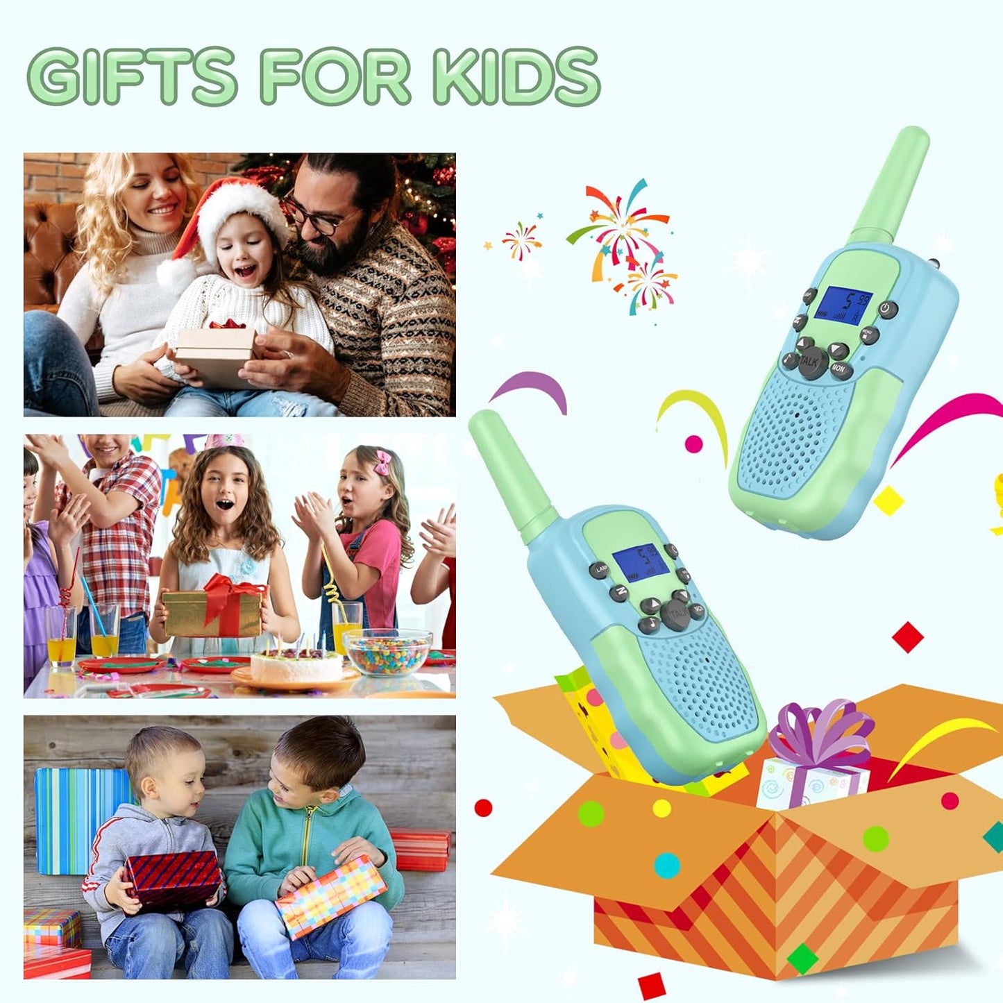 Selieve Walkie Talkies for Kids Rechargeable, Toys for 4-12 Year Old Boys or Girls, Indoor Outdoor 3 KM Range 22 Channels 2 Way Radio Toys, Birthday Gifts for 5-8 Year Old Boys and Girls