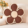 Soft Flower Shaped Floor Cushion, Decorative Throw Pillow, Plush Bedroom Seating Cushion, 13.7 Inch Brown Flower Decor Plush Pillow
