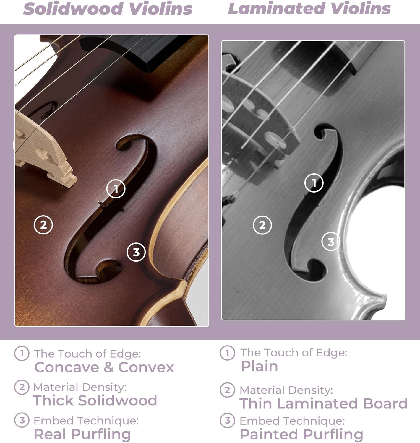 Vangoa Violin 4/4 Full Size Set, Varnish Fiddle Solid Wood for Professional Adults Senior Intermediate Beginners Student Starter Acoustic Violins Kit Outfit with Ebony Fitted, Hard Case, Right Handed