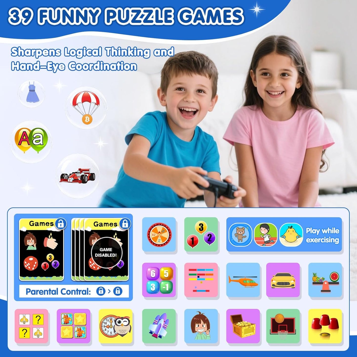 Smart Watch for Kids with 39 Games Touchscreen Camera Video, Music Player, Pedometer, Calculator, Calendar, Stopwatch, Flashlight, Alarm Clock 12/24 hr, Birthday Gifts Toys for Boys Ages 3-12