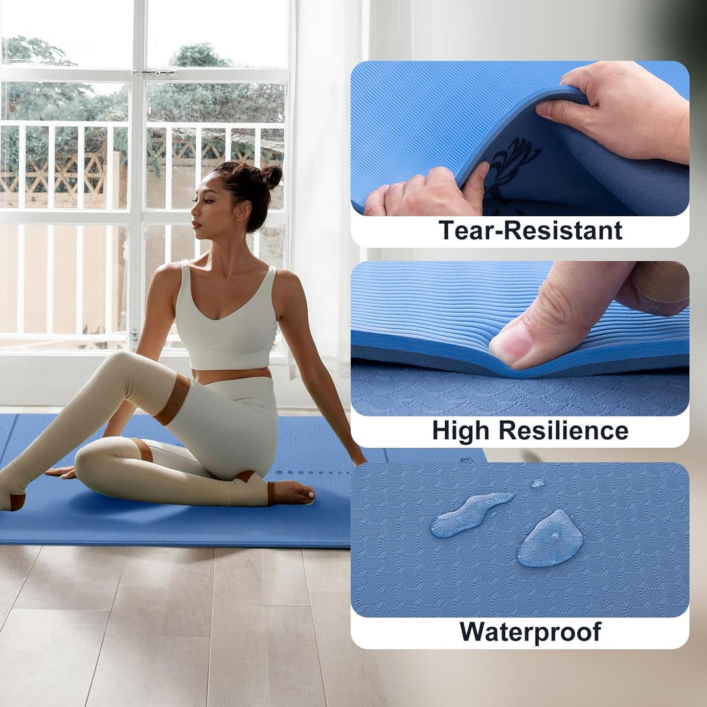 UMINEUX Yoga Mat Extra Thick 1/3'' & 2/5" Non Slip Yoga Mats for Women Eco Friendly TPE Fitness Exercise Mat with Carrying Sling & Storage Bag