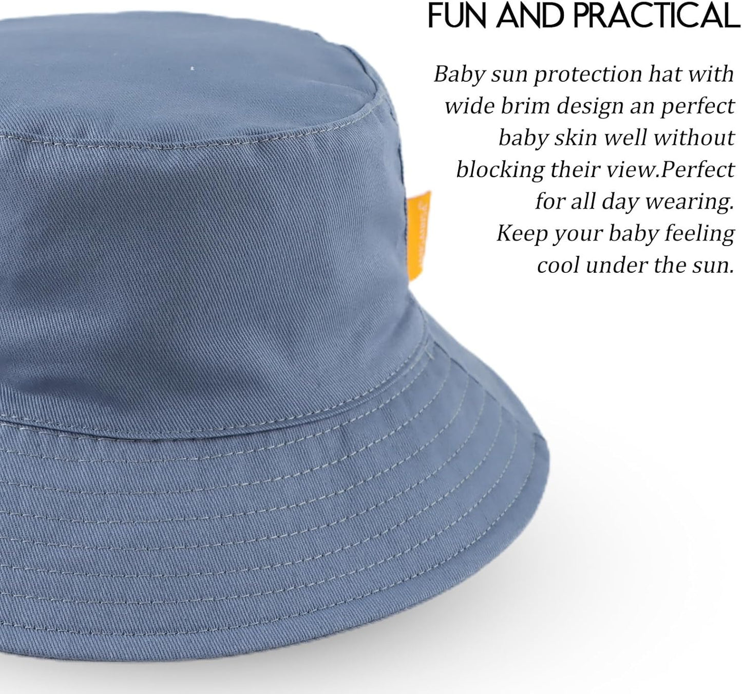 JANGANNSA Cotton Baby Sun Hat Infant Toddler Boys Girls Bucket Hats Summer Sun Protection Kids Beach Caps