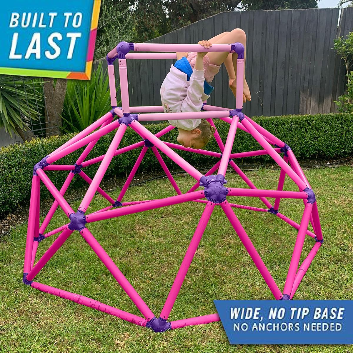 Eezy Peezy Monkey Bars Climbing Tower - Active Outdoor Fun for Kids Ages 3 to 8 Years Old, Pink