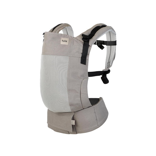 Baby Tula Breathable Mesh Panel Free-to-Grow Baby Carrier - Adjustable, Comfortable, Newborn to Toddler Carrier - Ergonomic Fit for 7lbs to 45lbs - Back & Front Carry Options - Overcast (Gray)