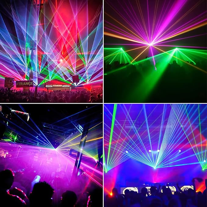DJ Laser Lights,5 Beam Effect Sound Activated Strobe Laser Light Show with Remote Control Laser Light Projector Party Lights Indoor for Birthday Disco KTV Club Stage DJ Lighting