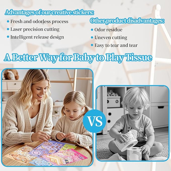 20 Sets 3D House Stickers with Metal Tweezers | DIY Miniature House Scenes Kit for Adults, Cute 3D Cartoon Scene Stickers | Therapy Craft, Relief Stress Pass The Time