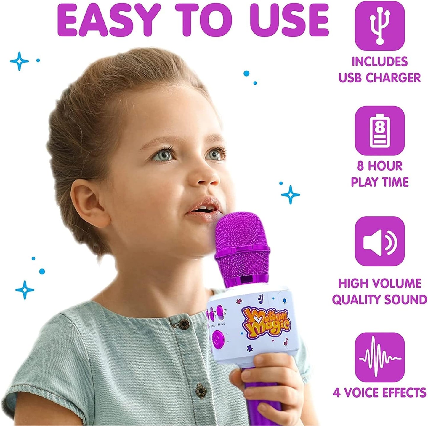 Move2Play, Kids Karaoke Microphone | Includes Bluetooth & Pre-Loaded Songs | Birthday Girls Present for All Ages, 2, 3, 4, 5+ Year Old Girls, Boys & Toddlers (Purple)