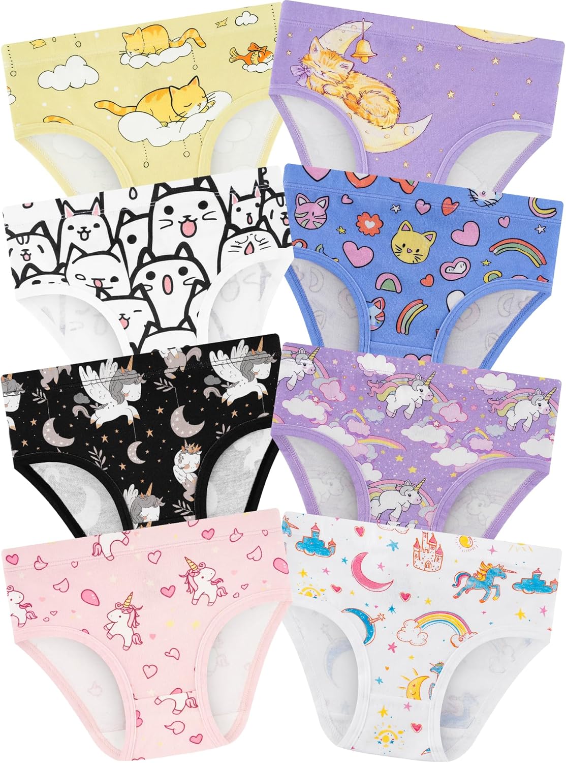 Girls' Underwear,Soft Cotton Tagless Panties for Toddlers' & Little Kids' Comfort,Breathable Briefs,8-Pack