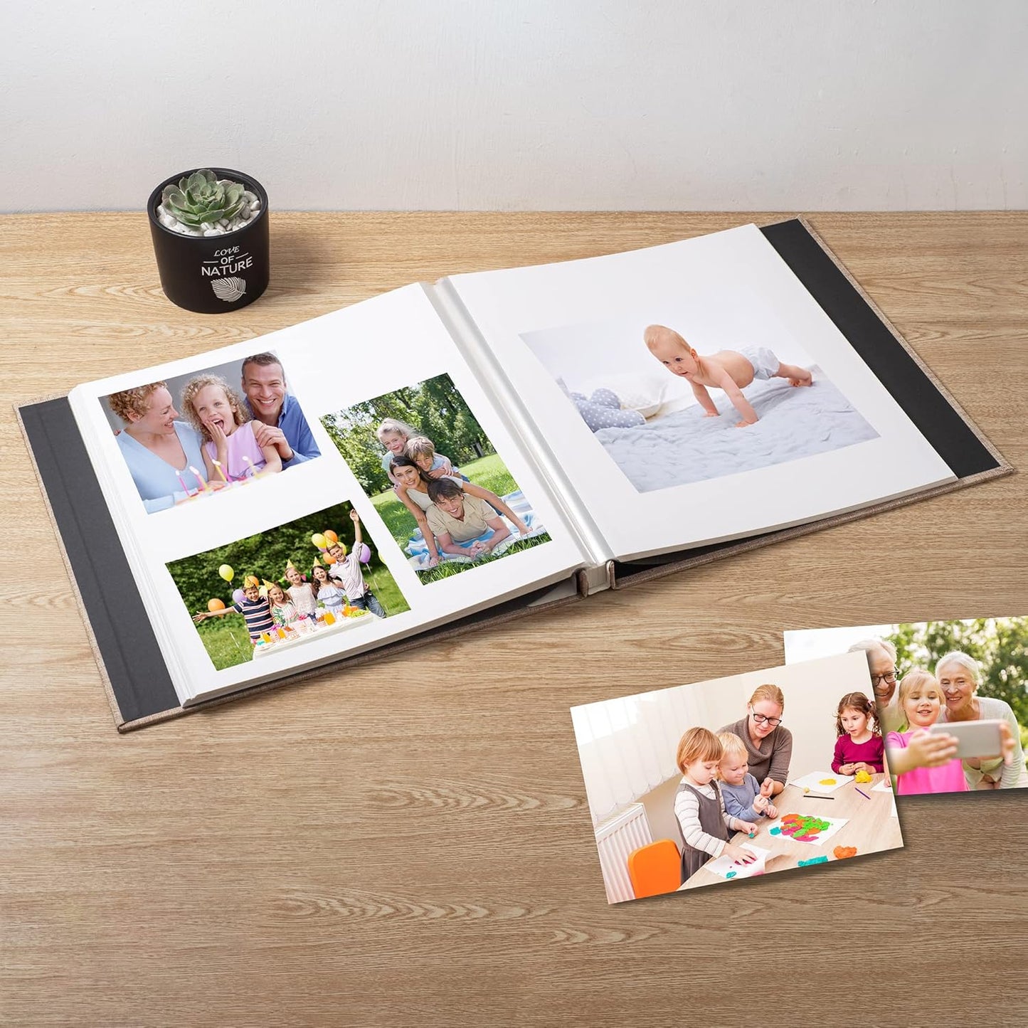 Photo Album Self Adhesive Scrapbook Album for 4×6 Pictures DIY Magnetic Linen Cover Album 30 Blank Pages for Family Wedding, Birthday, Christmas, Anniversary (Light Beige)