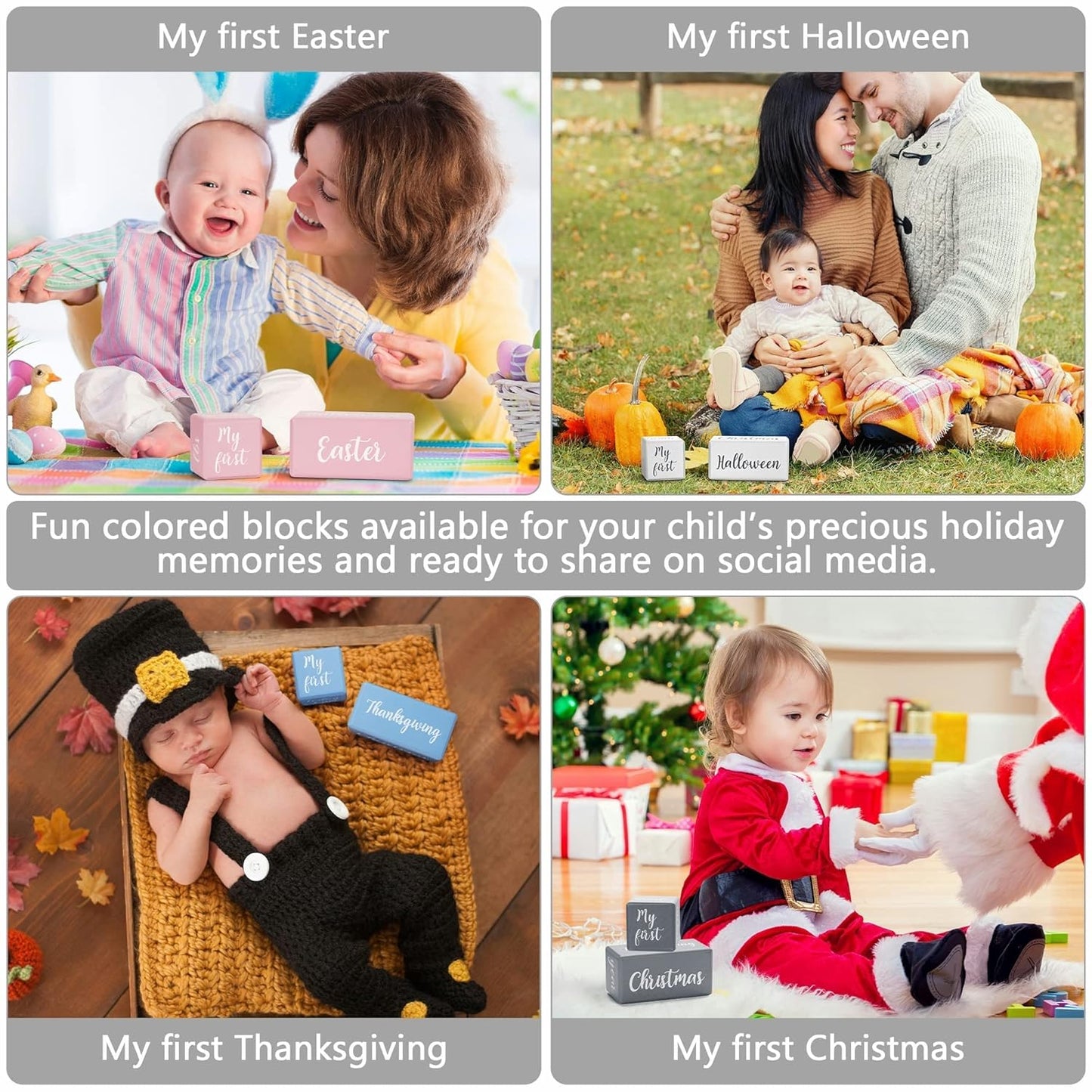 White Baby Monthly Milestone Blocks with Bag. Baby Age Blocks for Girl or Boy Baby Photo Props and Baby Shower. Month Baby Milestone Blocks with Grammatically Correct Month and Year