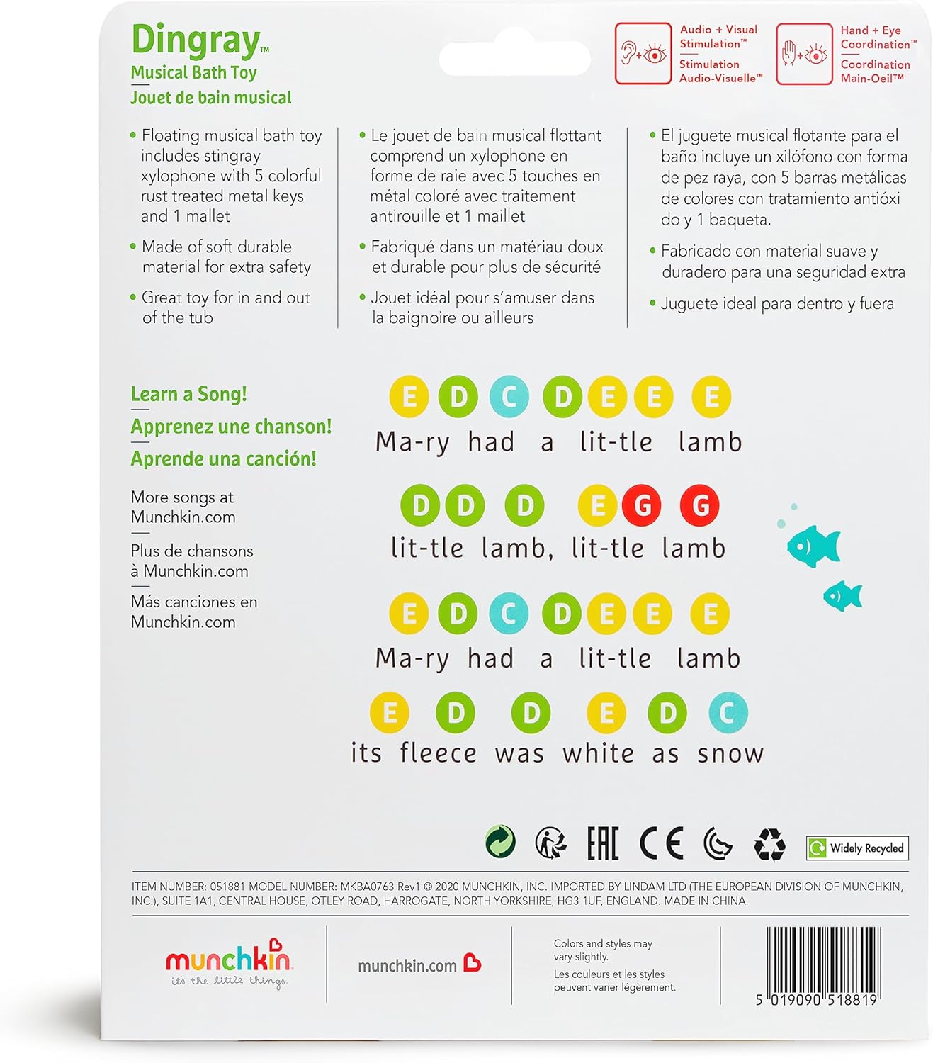 Munchkin® Dingray™ Xylophone Musical Baby and Toddler Bath Toy