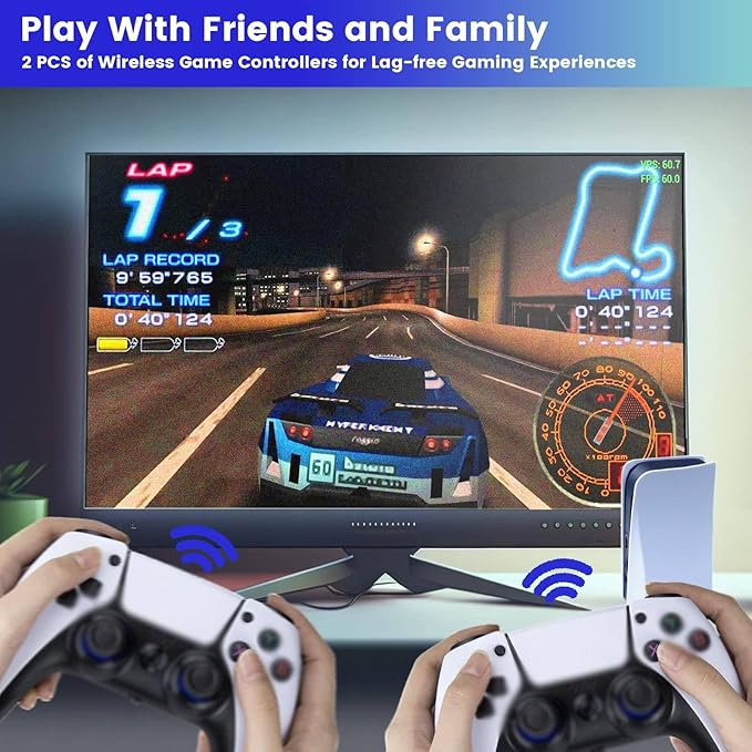 Wireless Emulator Retro Game Console, 4k,40000+ Video Games 128GB Built in 40+Emulators Plug and Play Video Game Console Support HDMI TV Output (Transparent White)