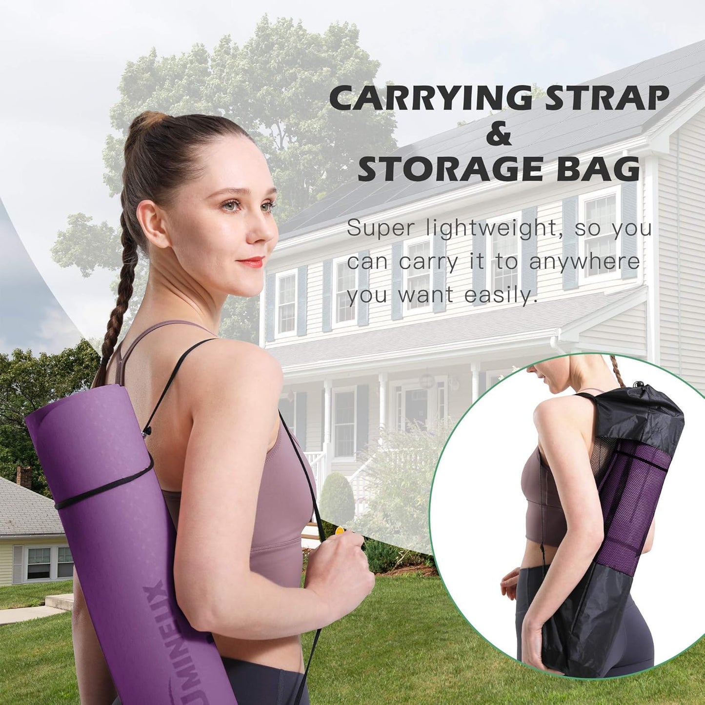 UMINEUX Yoga Mat Extra Thick 1/3'' & 2/5" Non Slip Yoga Mats for Women Eco Friendly TPE Fitness Exercise Mat with Carrying Sling & Storage Bag