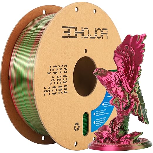 Silk PLA Filament 1.75mm Red Green Dual Color PLA 3D Printer Filament 2 in 1 Coextrusion 1KG Spool(2.2lbs) 3D Printing Filament Dimensional Accuracy +/- 0.03mm Fits for Most FDM 3D Printers