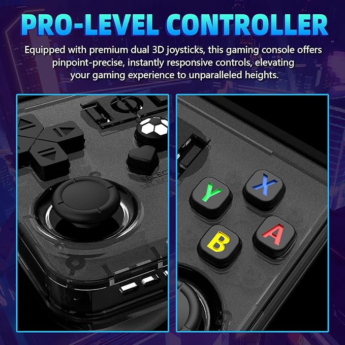 R36MAX Retro Handheld Game Console,64GB Preloaded Classic Video Games,Support 30+ Simulators,Retro Gaming Console with 4.0-in HD IPS Screen, 4000mAh Battery (Black)