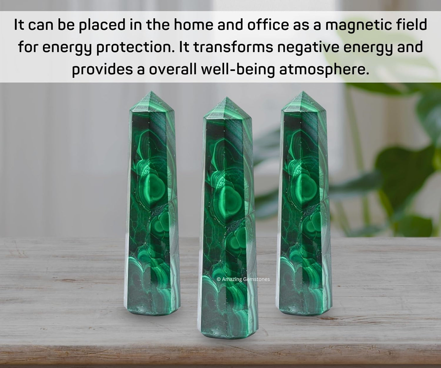 Amazing Gemstone Malachite Crystal Towers ~ Natural Healing Crystal Point Obelisk for Reiki Healing and Crystal Grid (3- Inch)