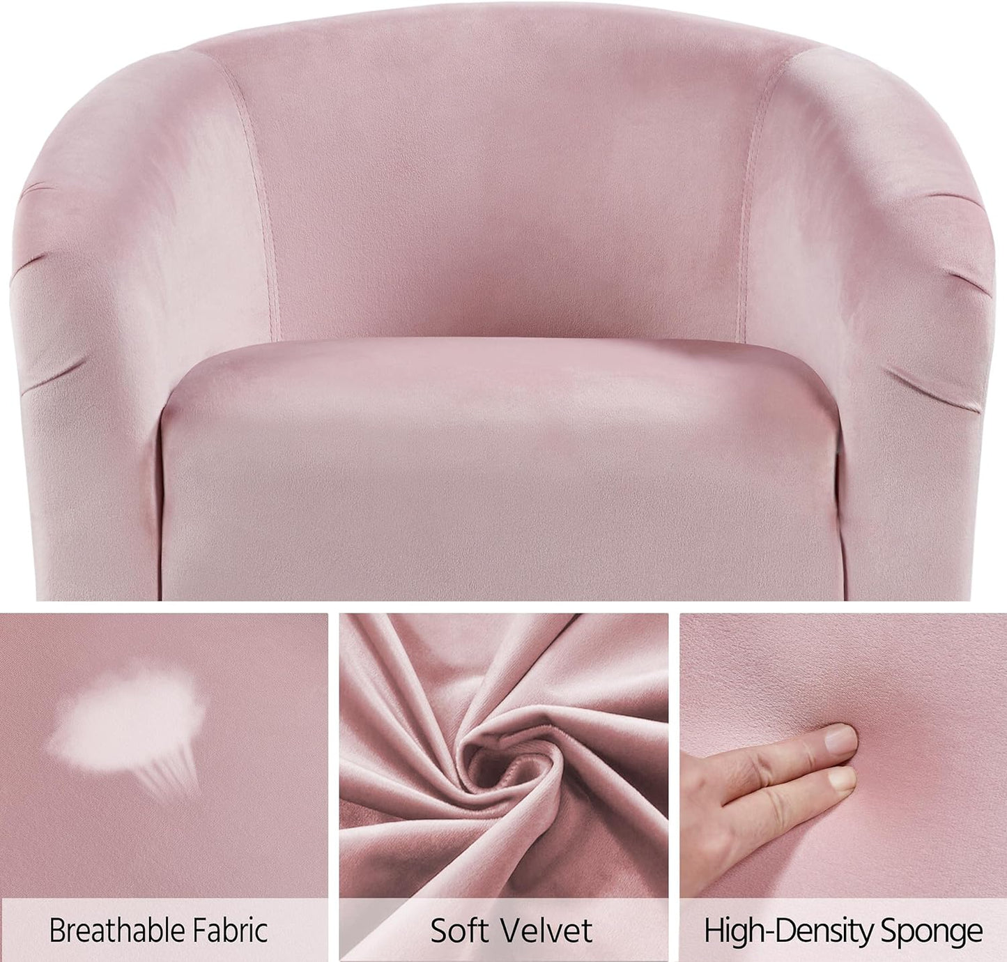 Yaheetech Barrel Chairs, Modern Vanity Chair Soft and Cozy Barrel Chair with Sturdy Legs and Soft Padded Seat for Living Room/Bedroom/Makeup Room, Pink