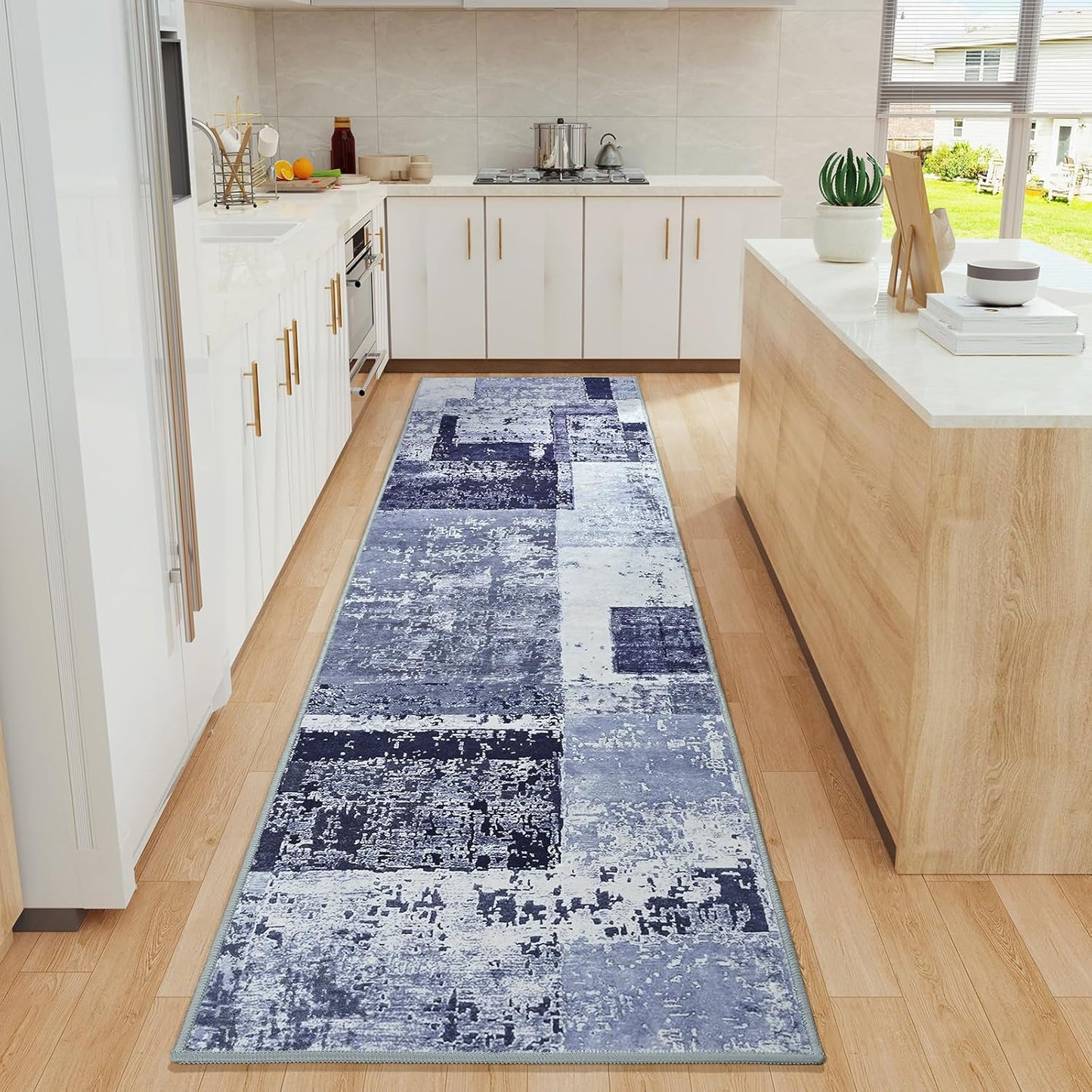 LOCHAS Washable Runner Rugs for Hallway, 2x8 Non Sip Soft Rug for Bedroom Entryway Kitchen Laundry Room, Long Abstract Carpet for Indoor Floor Bedside, Geometric Vintage Home Decor, Pet & kid Friendly