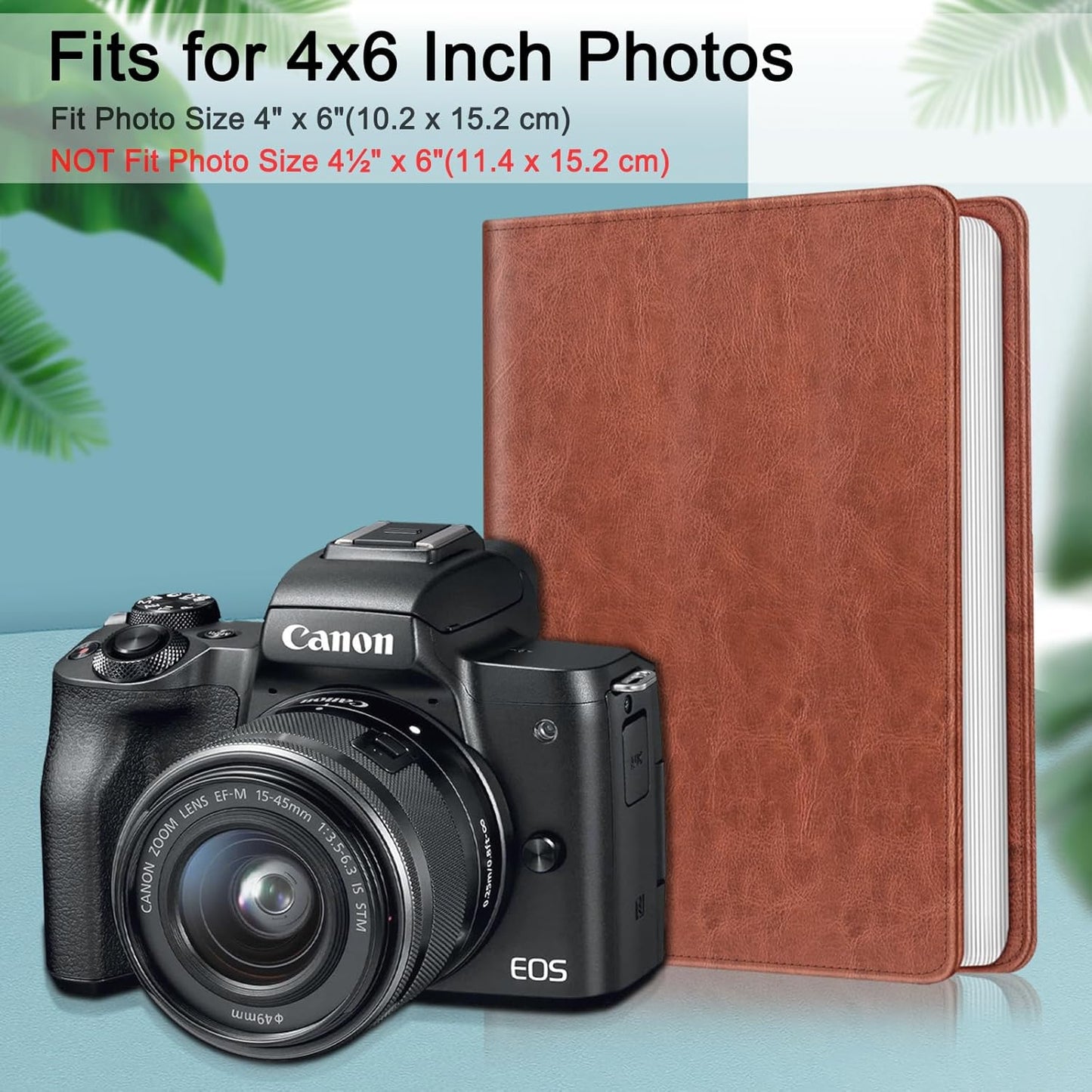 Fintie Photo Album for 4x6 Photos - 112 Pockets Vegan Leather Cover Memory Albums Book for Birthday Family Anniversary Vacation Pictures, Vintage Brown