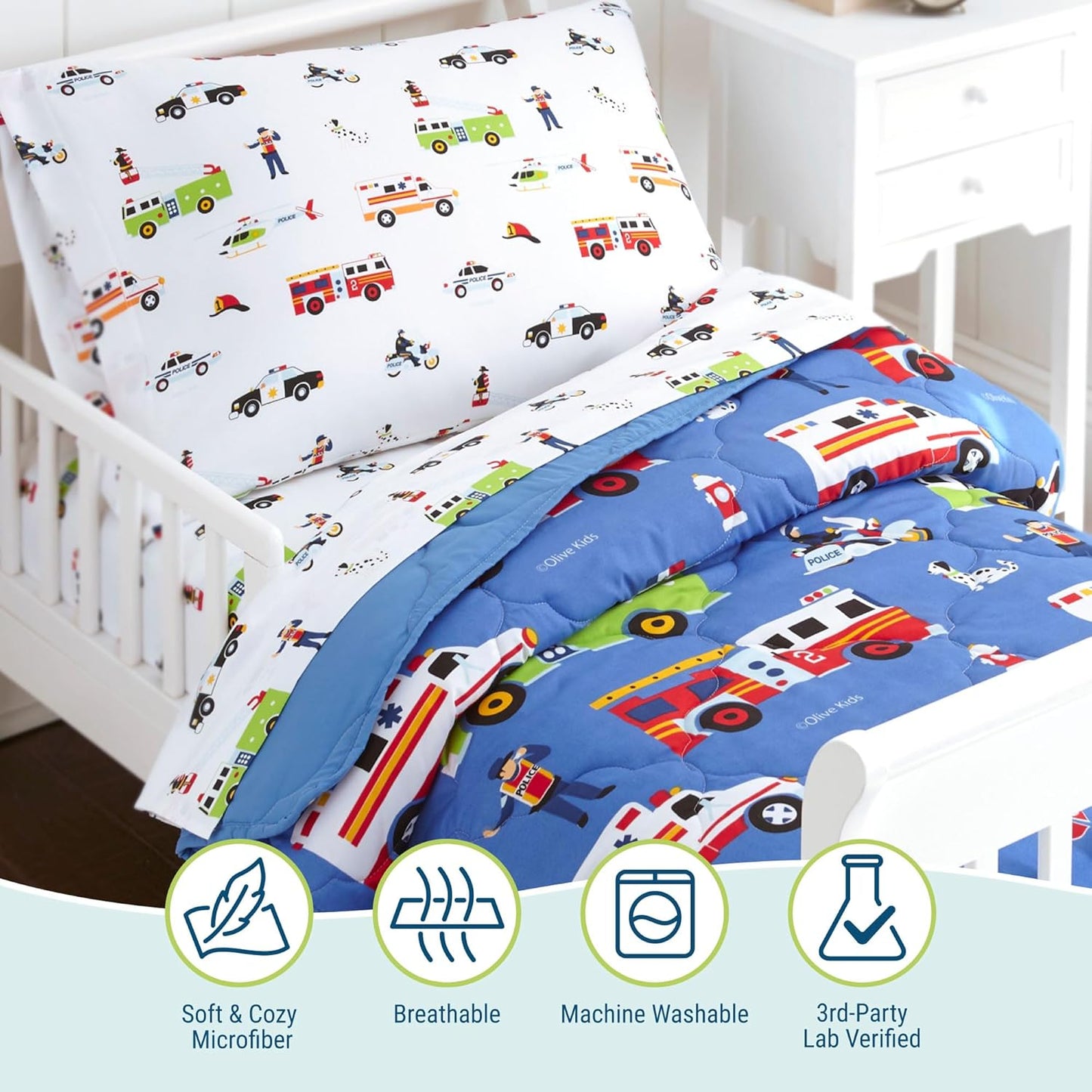 Wildkin Toddler Bed in a Bag – 4-Piece Microfiber Bedding Set with Comforter, Pillowcase & Sheets - Heroes