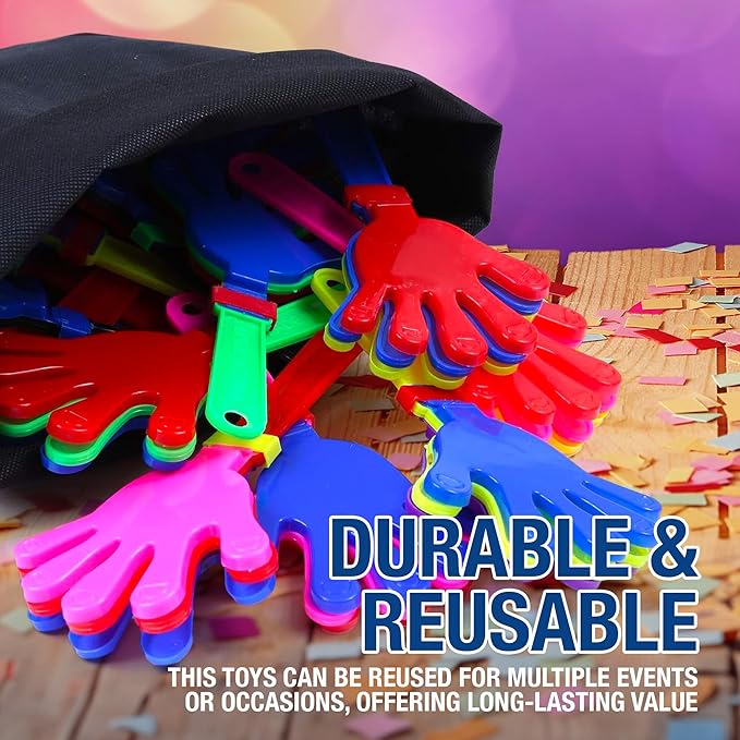 Colorful Hand Clappers - 12 Pack - 7" Noisemakers for Ultimate Party Fun - Sporting Spectacles, Birthday Extravaganzas, and Graduation Celebrations