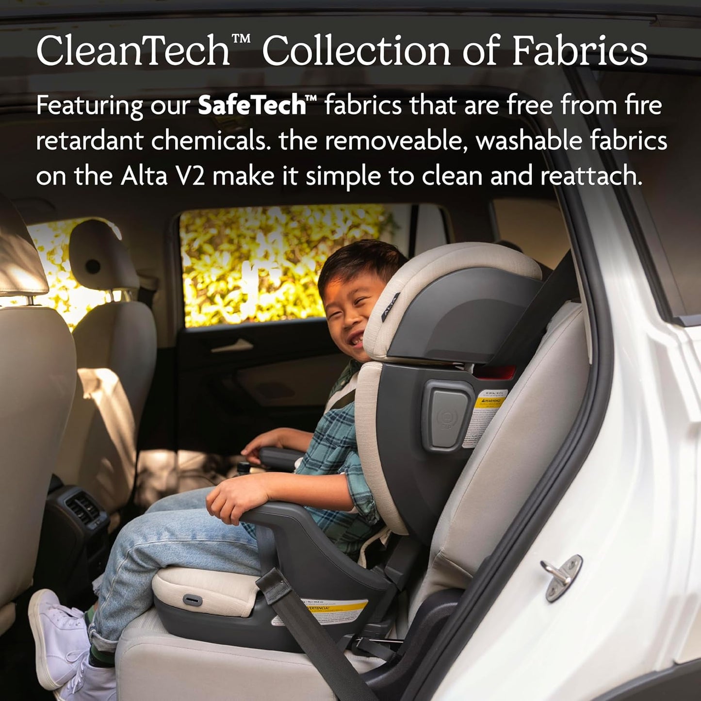 UPPAbaby Alta V2 High Back Booster Seat/Seven-Position, Active Support Headrest for Growing Children/SecureFit Integrated Belt Guide + Positioner/Cup Holder Included/Iris (Grey Mélange/Lavender)