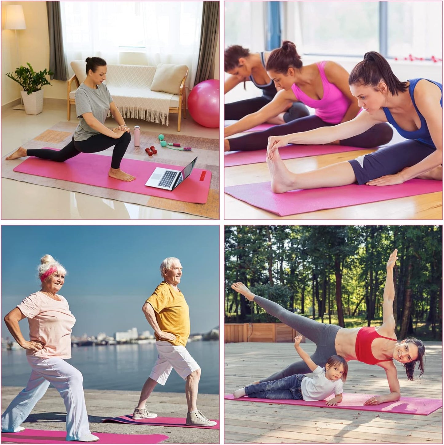 Funtery 16 Pack 3 mm Thick Yoga Mat Exercise Workout Mat Non Slip Fitness Pad for Women Gym Home Yoga Pilates