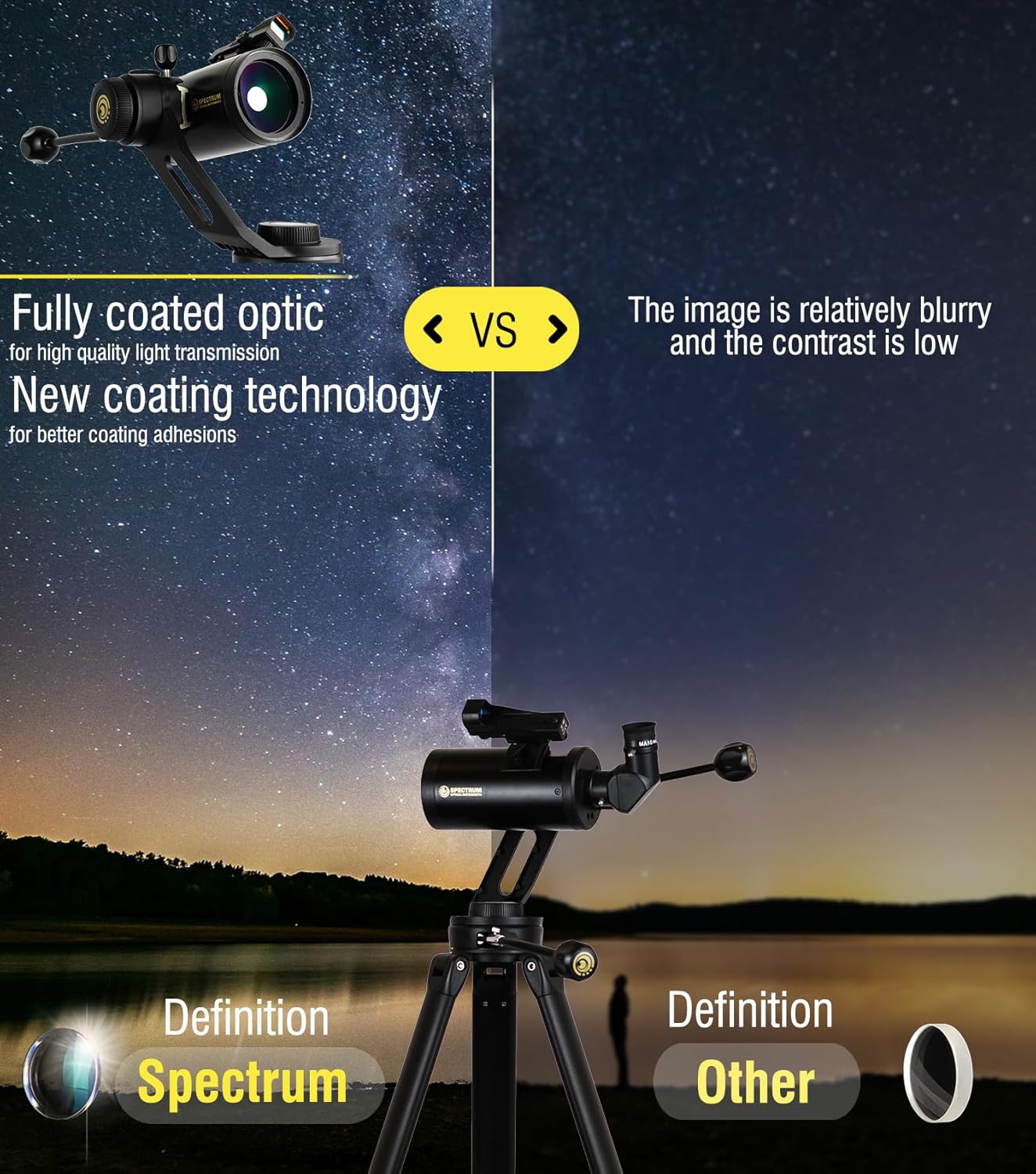 SpectrumOI TourStar Pro 70 AZ Maksutov Telescope for Adults High Powered, Premium Maksutov AZ 70mm Aperture 750mm Focal Length with Aspherical Eyepiece