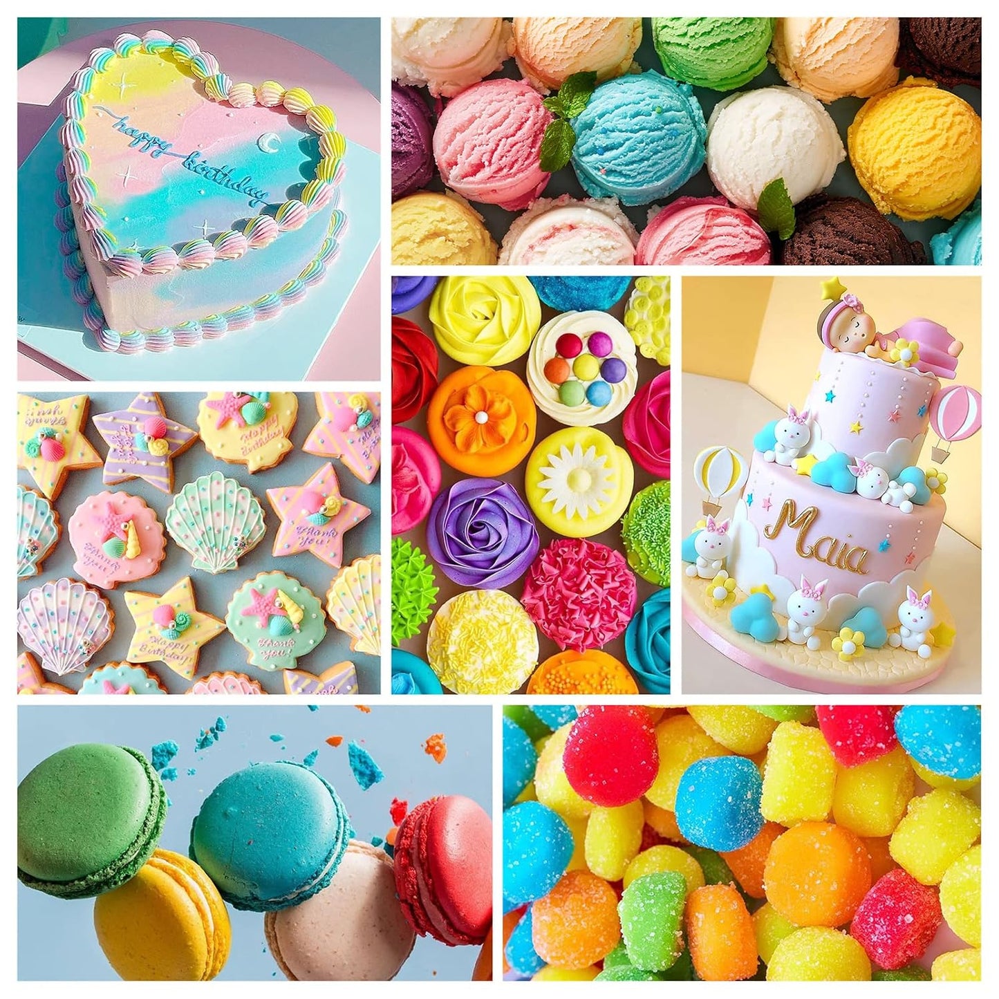 Gel Food Coloring,18 Baking Coloring Gel Set for Cake,Cookie Easter Egg Decorating,Cherrysea Edible Vibrant Food Dye for Baking Icing,Fondant,Macaron,Frosting,Gluten Free,Vegan Tasteless - 6g/Bottle