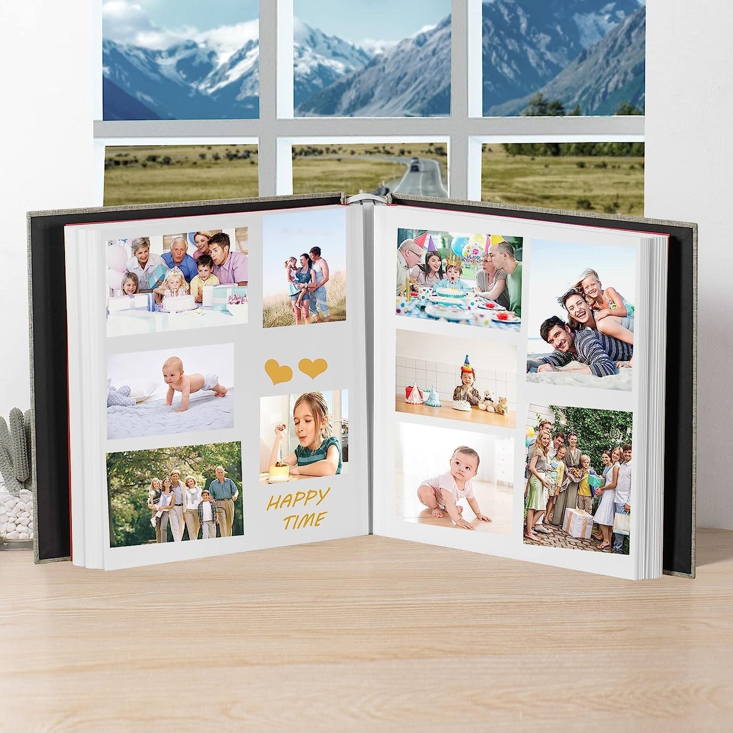 Large Photo Album Self Adhesive 4x6 8x10 10x12 Scrapbook Magnetic Album DIY Scrapbook Length 13 x Width 12.8 (Inches) 120 Sticky Pages Linen Cover DIY Photo Album(Grass green)