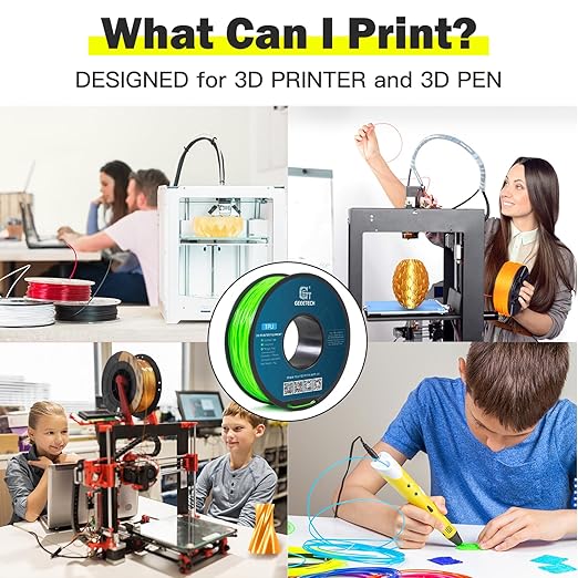 Geeetech TPU Filament 1.75mm – 95A Flexible 3D Printer Filament with High Elasticity, 1KG (2.2lbs) Spool, Dimensional Accuracy ±0.03mm, Fits Most FDM Printers, Green