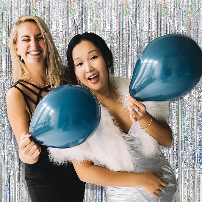 Tinsel Curtain Party Backdrop Silver Birthday Decorations 5 Packs Glitter Foil Fringe Curtain Party Decor Streamers Photo Booth for Birthday Christmas Wedding Halloween Graduation Decorations