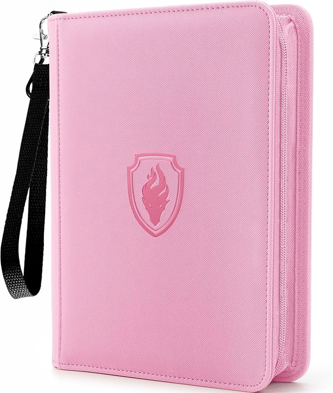 Premium 4 Pocket Zip Card Binder, Trading Card Binder for 320 Cards, Portable PU Card Collection Binder, Collector Card Album Folder for MTG, TCG, Sports Cards, Game Cards (Pink)
