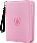 Premium 4 Pocket Zip Card Binder, Trading Card Binder for 320 Cards, Portable PU Card Collection Binder, Collector Card Album Folder for MTG, TCG, Sports Cards, Game Cards (Pink)