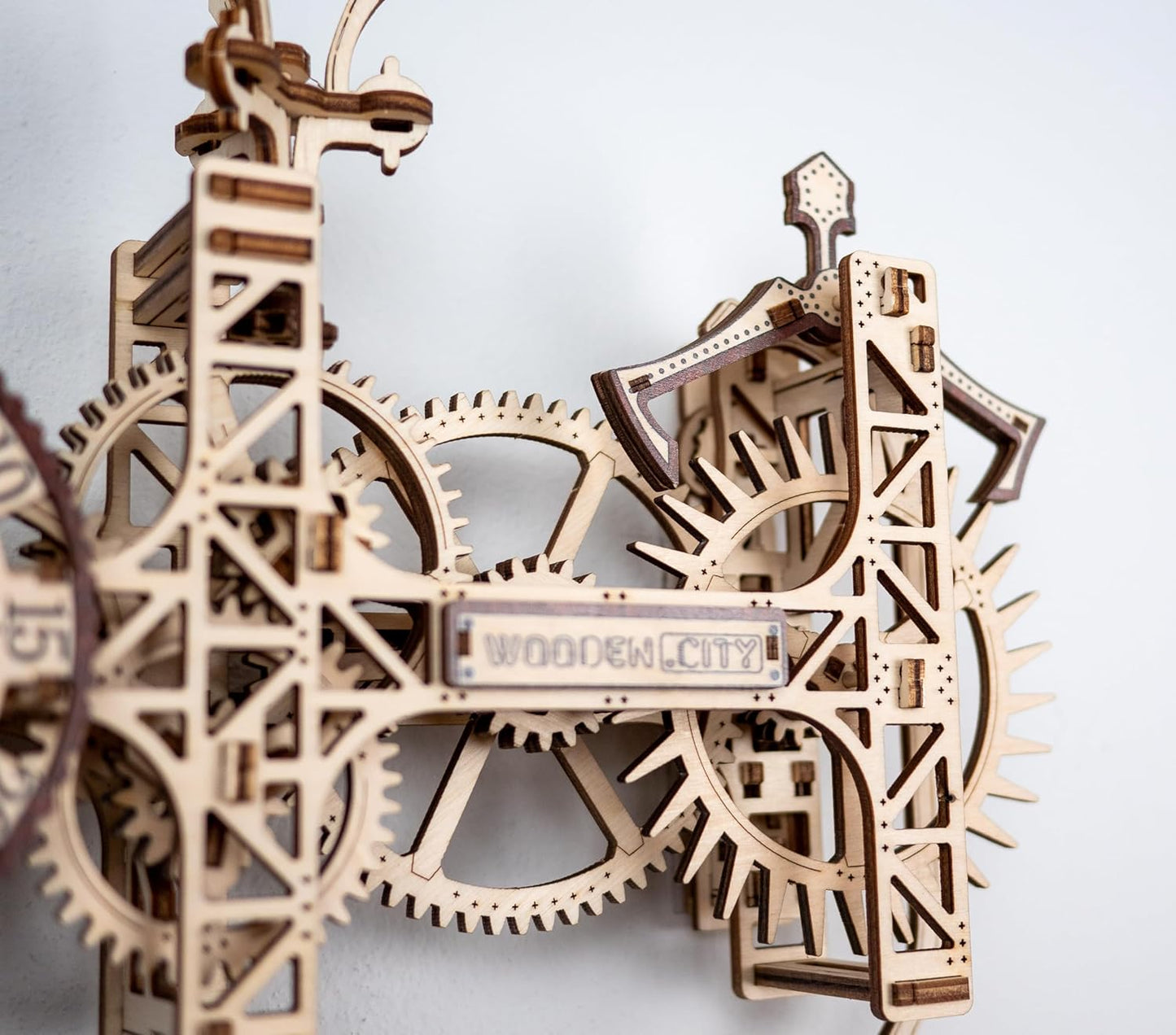 WOODEN.CITY Steampunk Wall Clock Kit – 3D Wooden Puzzle for Adults, Mechanical DIY Clock Model, Working Wall Art (257 Pieces) Made in EU