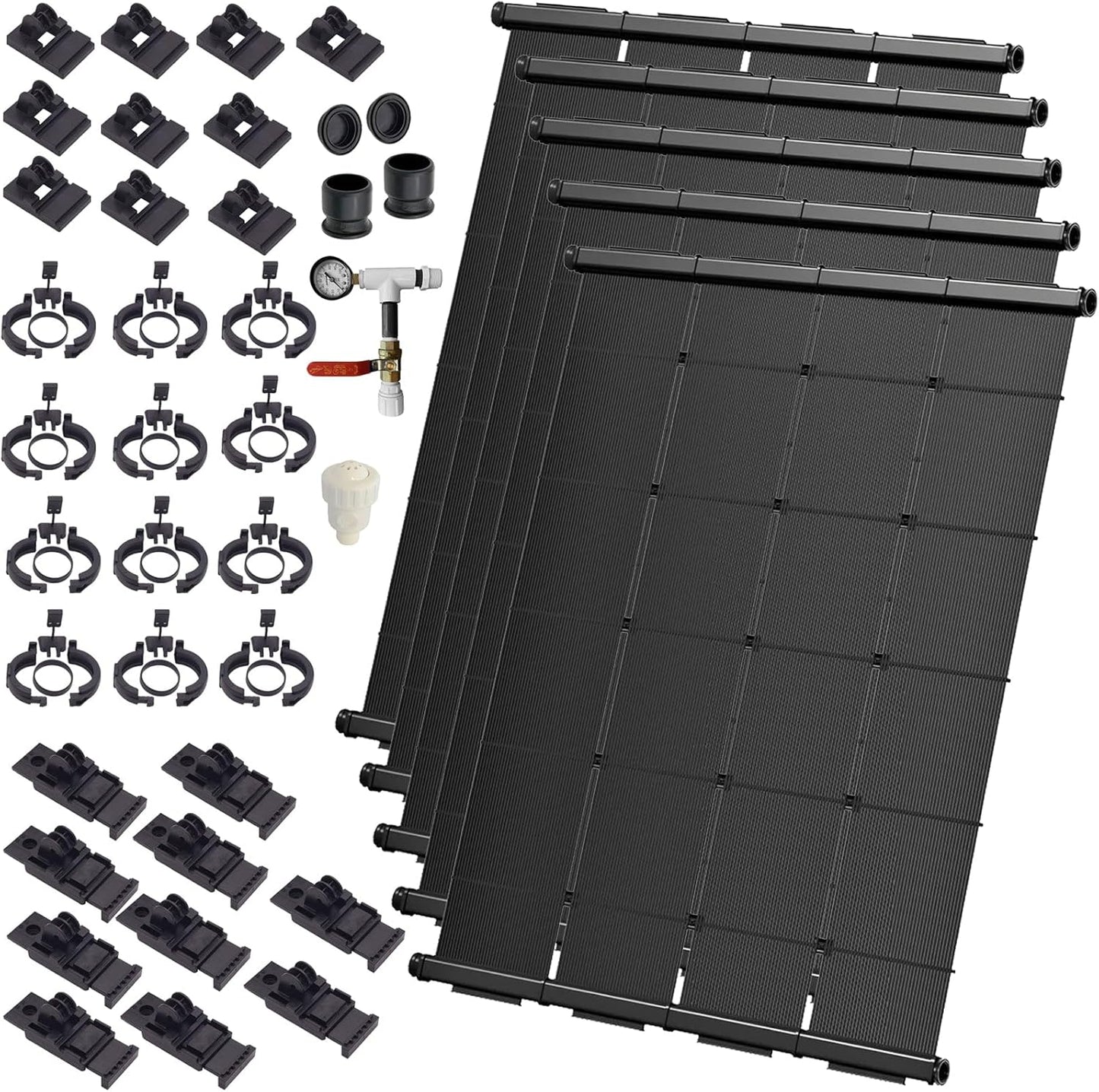Industrial Grade Solar Pool Heater DIY Kit - Superior High-Wind Strapless Mounting System & Maximum Freeze Resistance (5-4'x6.5' / 130 Square Feet)