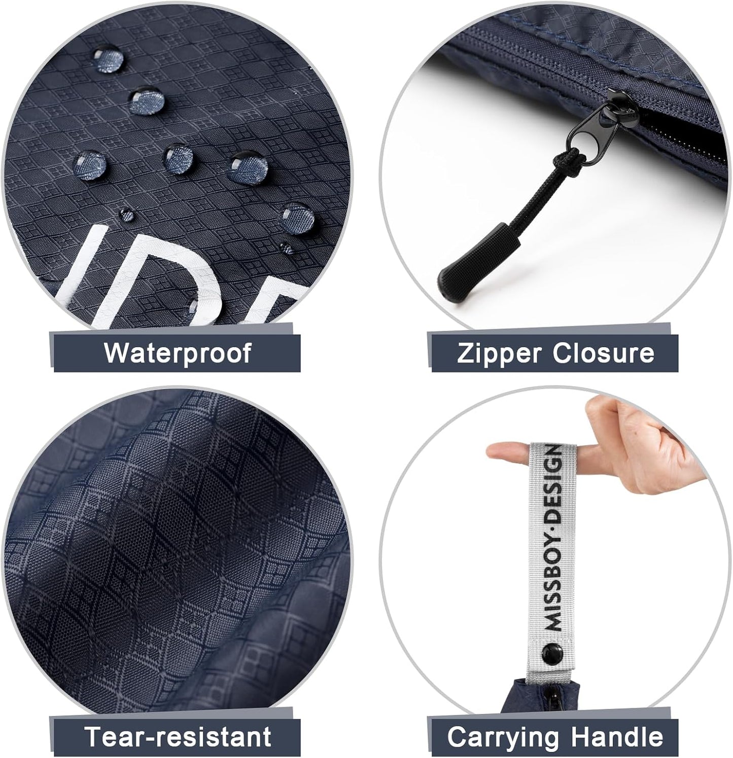 MissBoy 2 Pack Laundry Bags, Nylon Washable Wet Dry Bag, Travel Laundry Bags for Dirty Clothes, Dirty Clothes Organizer Bag for Home, College Dorm Laundromat