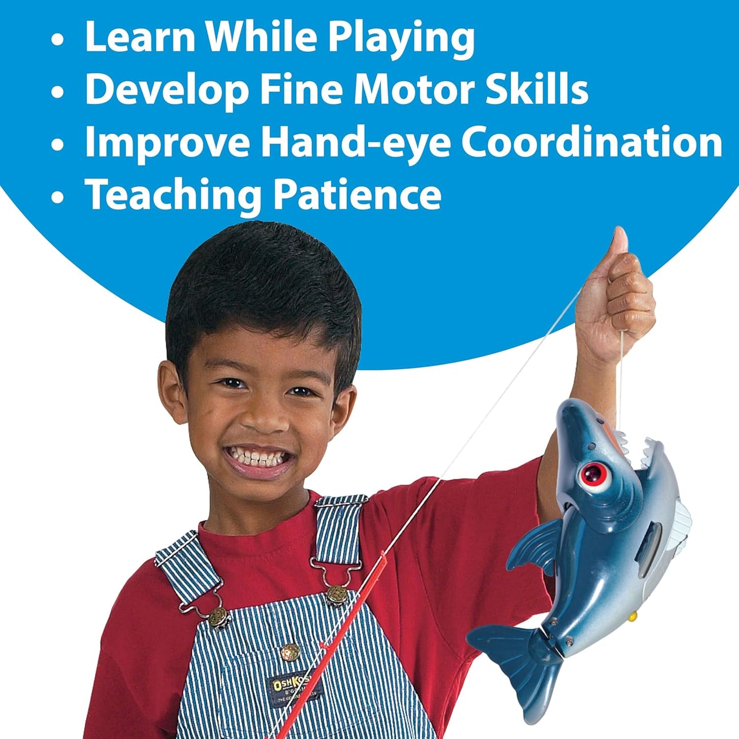 Small World Toys Magnetic Fishing Game, Catch of The Day Shark Fishing Toy for Kids Ages 3+, Includes Kids Fishing Pole and 1 Shark for Toddler Bath Toys, Water Fish Toys for Pools & Tubs