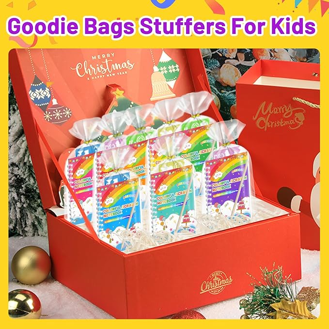 Party Favors for Kids: 16 Pack Scratch Art Notebooks with Rainbow Colors, 2-in-1 Coloring & Scratch Books, Bulk Birthday Gifts, Goodie Bags, Classroom Prizes for Boys & Girls